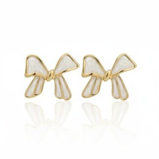 White Bow Earring