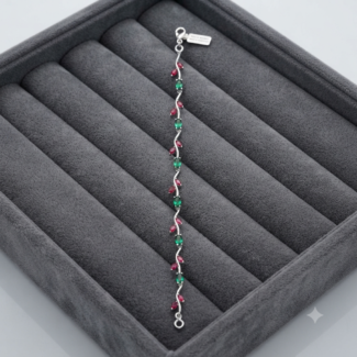 Red & Green Tulip Bracelet