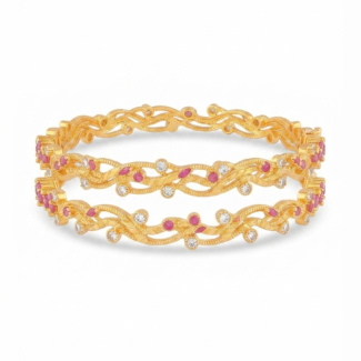 Stone set gold bangles