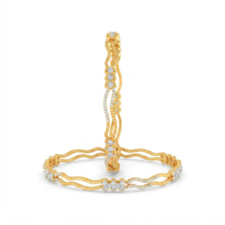 Wave Pattern Gold Bangles