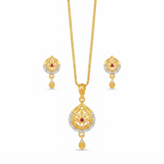 Drop-shape Floral Pendant Set