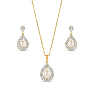 Drop-shape Pearl Pendant Set