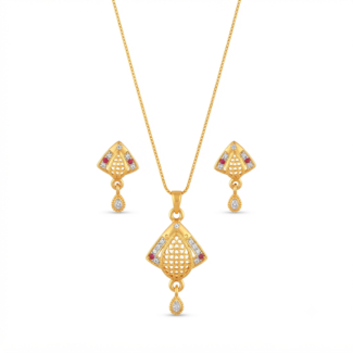 Diamond-cut Geometric Pendant Set