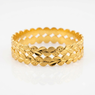 The Golden Flora Leaf Bangles