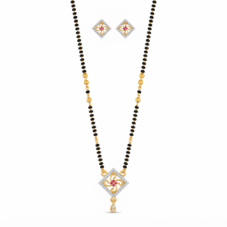 Swarn Chauras Pendant Mangalsutra with earrings