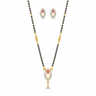 Oval Ruby Petal Set Mangalsutra with earrings