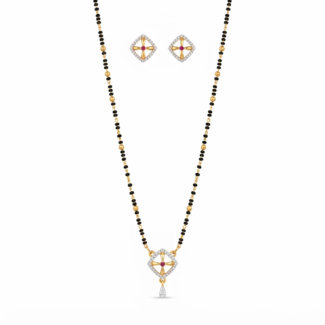 Radiant Cross Diamond Mangalsutra with earrings
