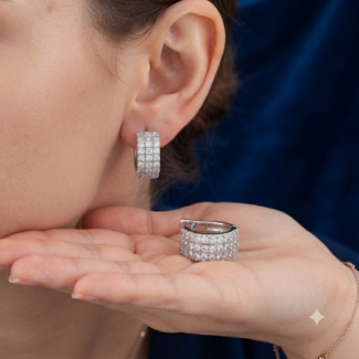 Silver Matrix Hoops(Bali)